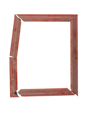 Kırık eski fotoğraf çerçevesi beyaz arkaplanda izole edildi