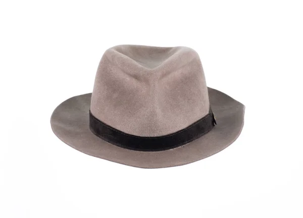 Καφέ Vintage Κλασικό Καπέλο Fedora Απομονώνονται Λευκό Φόντο — Φωτογραφία Αρχείου