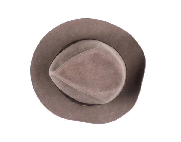 Sombrero Clásico Fedora Marrón Vintage Aislado Sobre Fondo Blanco —  Fotos de Stock