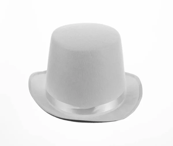 Sombrero Copa Cilindro Blanco Vintage Aislado Sobre Fondo Blanco —  Fotos de Stock