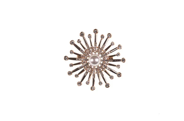 Spilla Perle Isolata Sfondo Bianco — Foto Stock