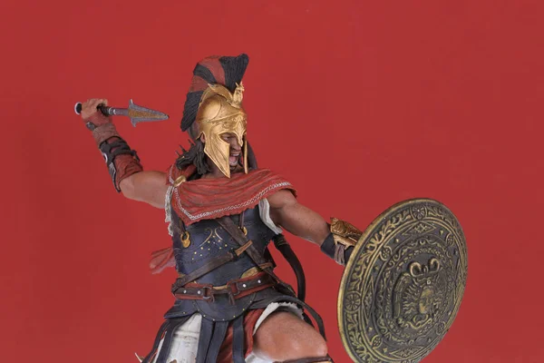 赤の背景にスパルタンの戦士 — ストック写真