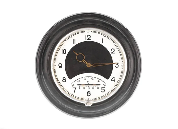 Vintage Clock Barometer Isolated White Background — Stock Photo, Image