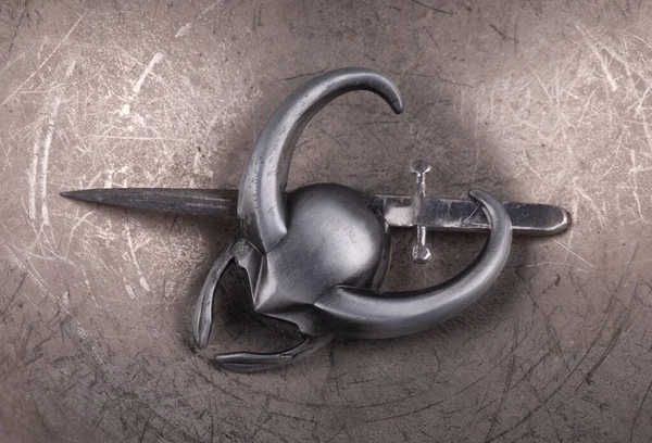 Ferro Viking Capacete Espada — Fotografia de Stock
