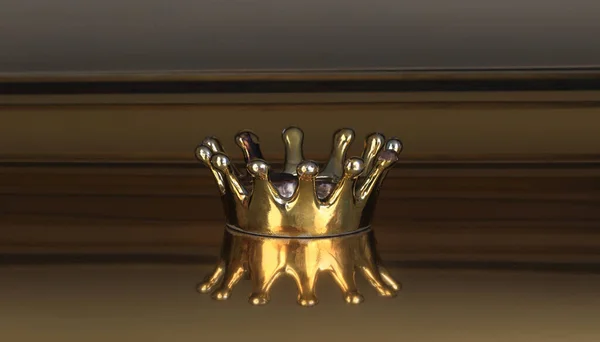 Золота Корона Дорогоцінним Камінням Золотому Фоні — стокове фото