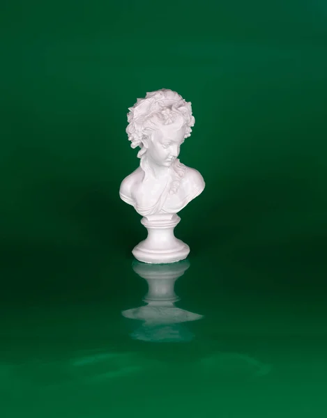 Renaissance Vrouw Sculptuur Geïsoleerd Groene Achtergrond — Stockfoto