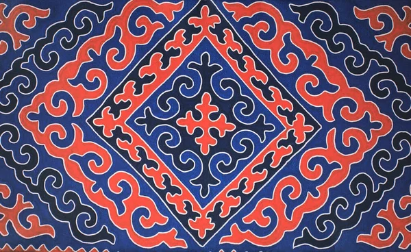 哈萨克图案羊毛地毯 — 图库照片