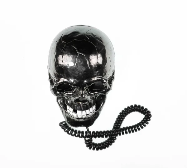 Telefon Projektu Czaszki Izolowane Białym Tle — Zdjęcie stockowe