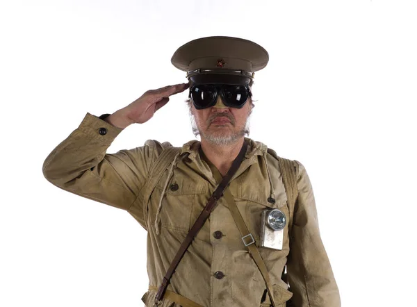 stock image WWII soldier back on white background