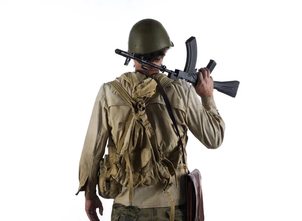 Soldat Fra Andre Verdenskrig Hvit Bakgrunn – stockfoto