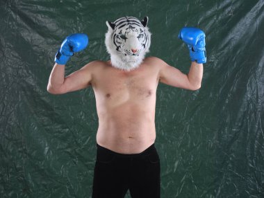 Kaplan maskeli bir güreşçi.