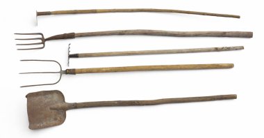 bahçe aracı beyaz arkaplanda izole edildi