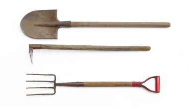 bahçe aracı beyaz arkaplanda izole edildi