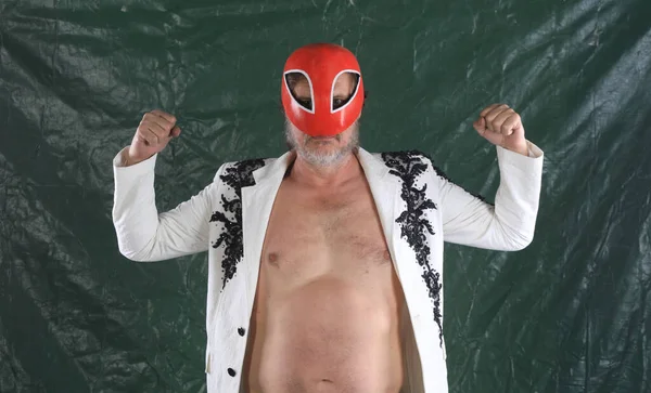 Kırmızı Maskeli Meksikalı Güreşçi — Stok fotoğraf