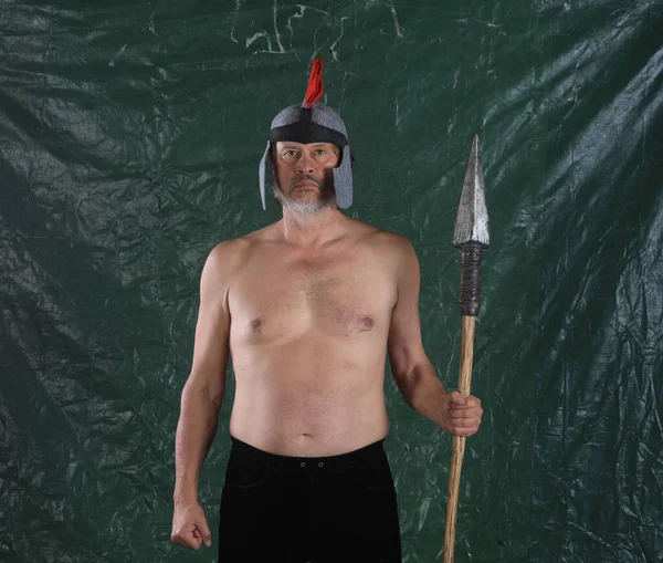Retrato Homem Com Traje Gladiador — Fotografia de Stock