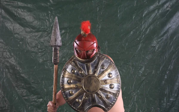Retrato Homem Com Traje Gladiador — Fotografia de Stock