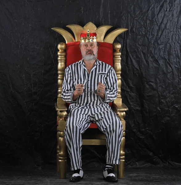 Portret Van Een Gevangene Van Gevangenisautoriteit Koning Crimineel Peetvader Maffia — Stockfoto