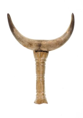 Sihirli boğa boynuzu beyaz arka planda izole