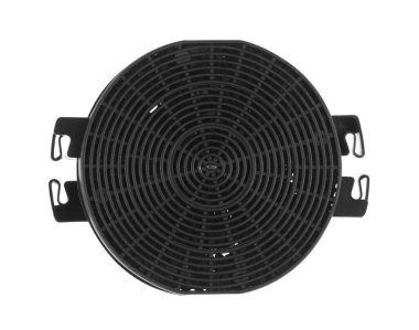 Siyah araba hava filtresi beyaz arkaplanda izole edildi