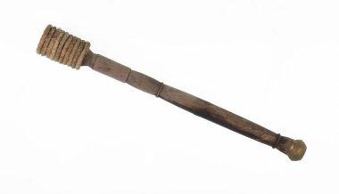 ancient wooden torch isolated on white background