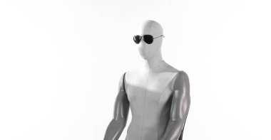 strange white mannequin isolated on white background