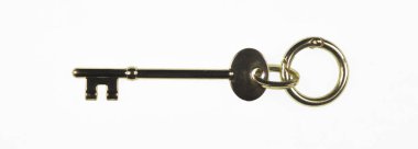 golden key with keychain isolated on white background