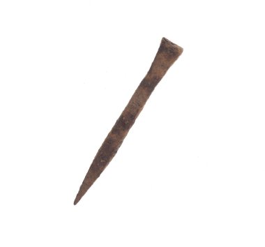 ancient iron rusty nails isolated on white background