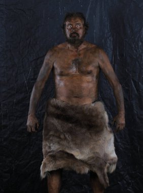 Mağara adamı erkek portresi, mağara adamı.