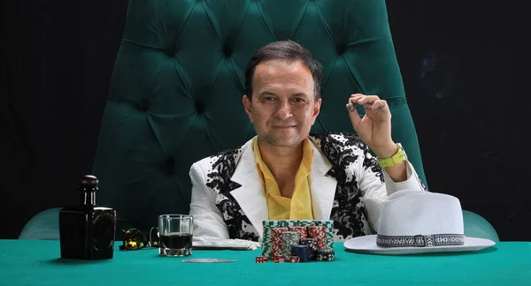 Portrait Male Gambler Poker Player — Stock Photo, Image