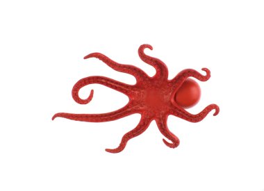 kırmızı plastik ahtapot oyuncağı beyaz arkaplanda izole edildi