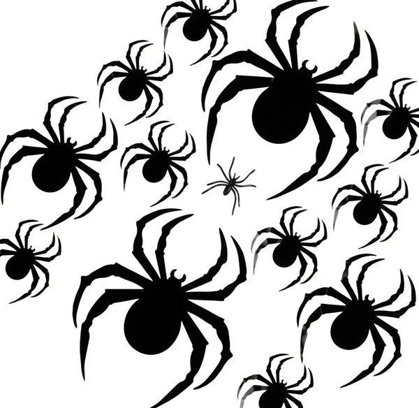 Papel Halloween Arañas Negras Aisladas Sobre Fondo Blanco —  Fotos de Stock