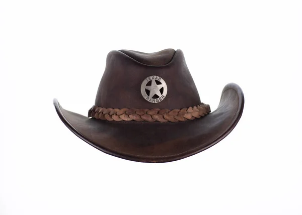 Cowboy Ranger Chapéu Isolado Fundo Branco — Fotografia de Stock