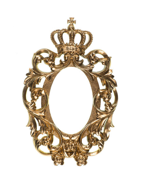золотой королевский кадр на белом фоне