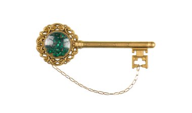 Peri masalı altın anahtarı beyaz arkaplanda izole