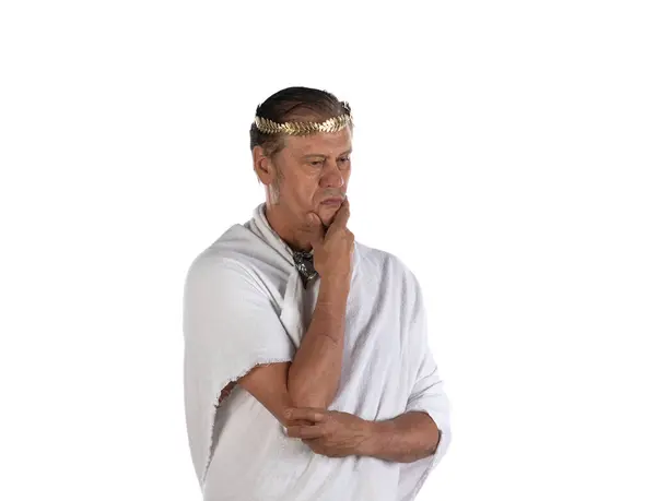 stock image portrait of an ancient Roman Emperor in a white tunic