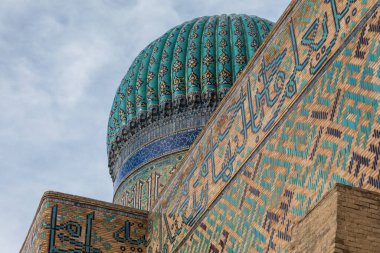 Sunset 'teki Antik Cami, Khoja Ahmed Yasawi Anıtmezarı, Türkistan, Kazakistan