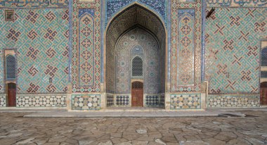 Sunset 'teki Antik Cami, Khoja Ahmed Yasawi Anıtmezarı, Türkistan, Kazakistan
