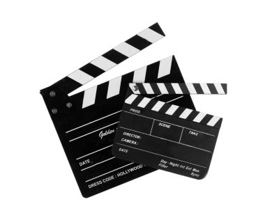  Beyaz arkaplanda izole edilmiş iki film alkışı