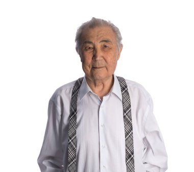 Bir emeklinin portresi, yaşlı adam, yakın plan.