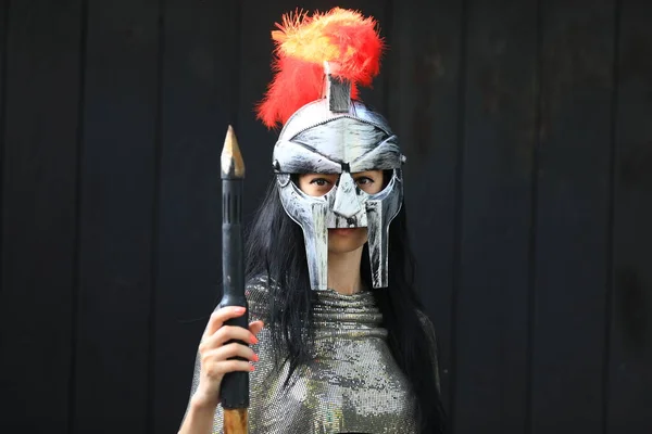 Woman Warrior Amazon on black background