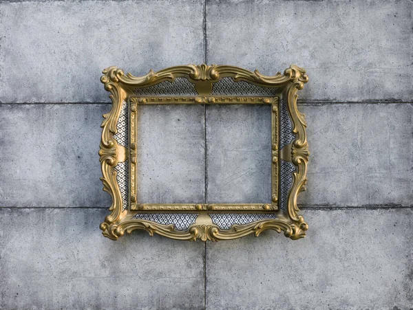 Eski, muhafazakar, yaldızlı, dekoratif çerçeve eski duvarda, barok, rokoko, rönesans