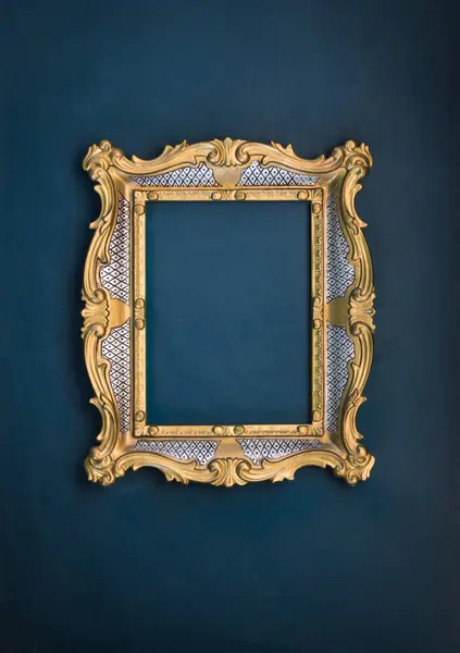gallery of vintage victorian golden frame isolated on green n wall, framework