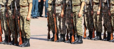 Kazakistan, Almaty, 06 / 19 / 2017: Askerler, ordu