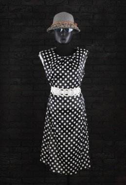 Bir mankenin üzerindeki polka elbisesi