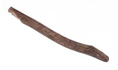 Eski kırık tahta sopa beyaz arka planda izole