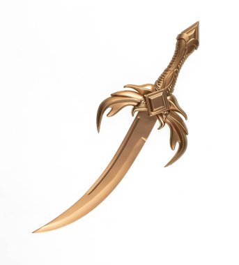  Beyaz arka planda izole edilmiş altın kral kılıcı