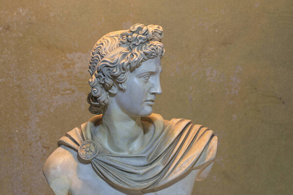 sculpture of the head of Apollo in the workshop