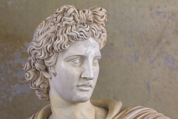 sculpture of the head of Apollo in the workshop