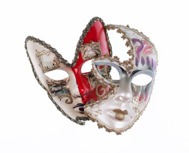 Beyaz arkaplanda izole edilmiş İtalyan maskesi