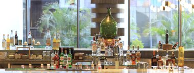 Egypt Sharm el Sheikh, Rixos Hotel, April 11, 2024: bar counter with alcoholic drinks